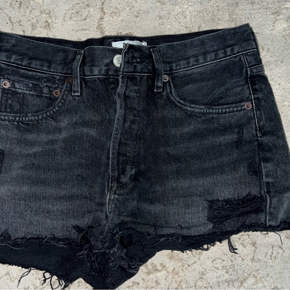Agolde Distressed Black Jean Shorts